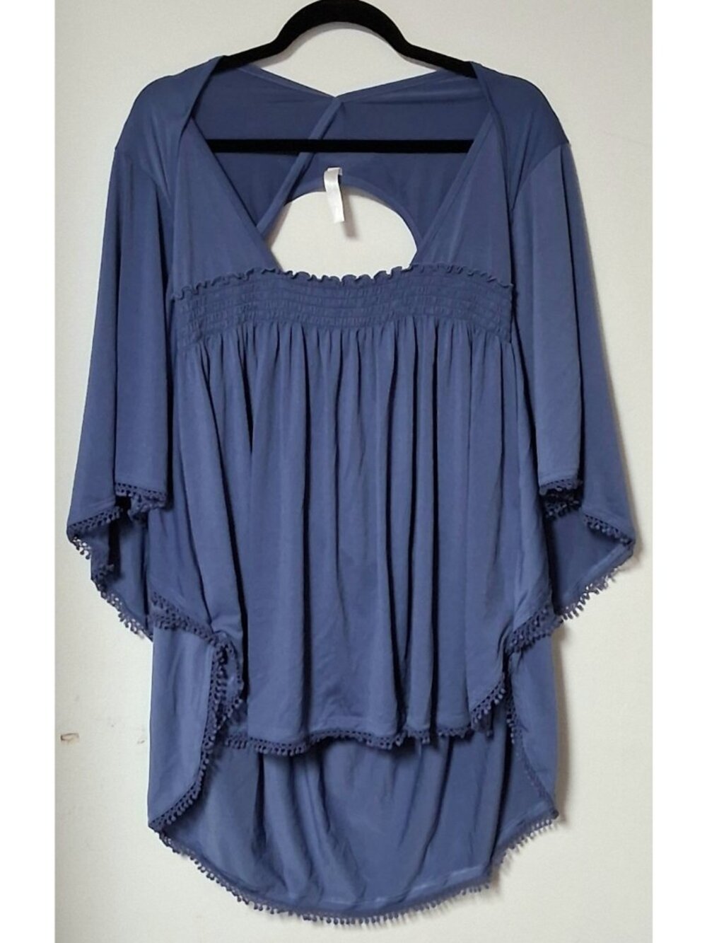 Swim by Cacique Blue Crochet Trim Butterfly Sleeve Cover Up Top 22/24 Plus Size